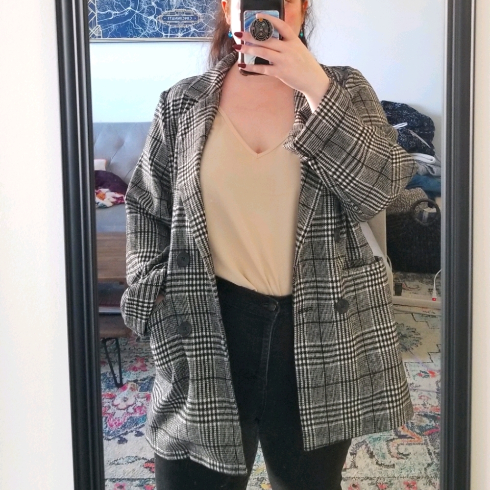 Houndstooth blazer jacket